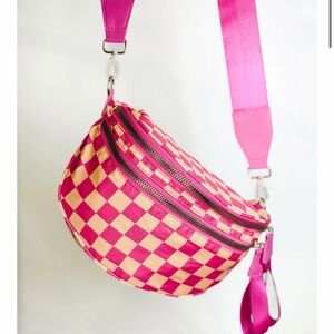 Pink and peach Checkered Bag
